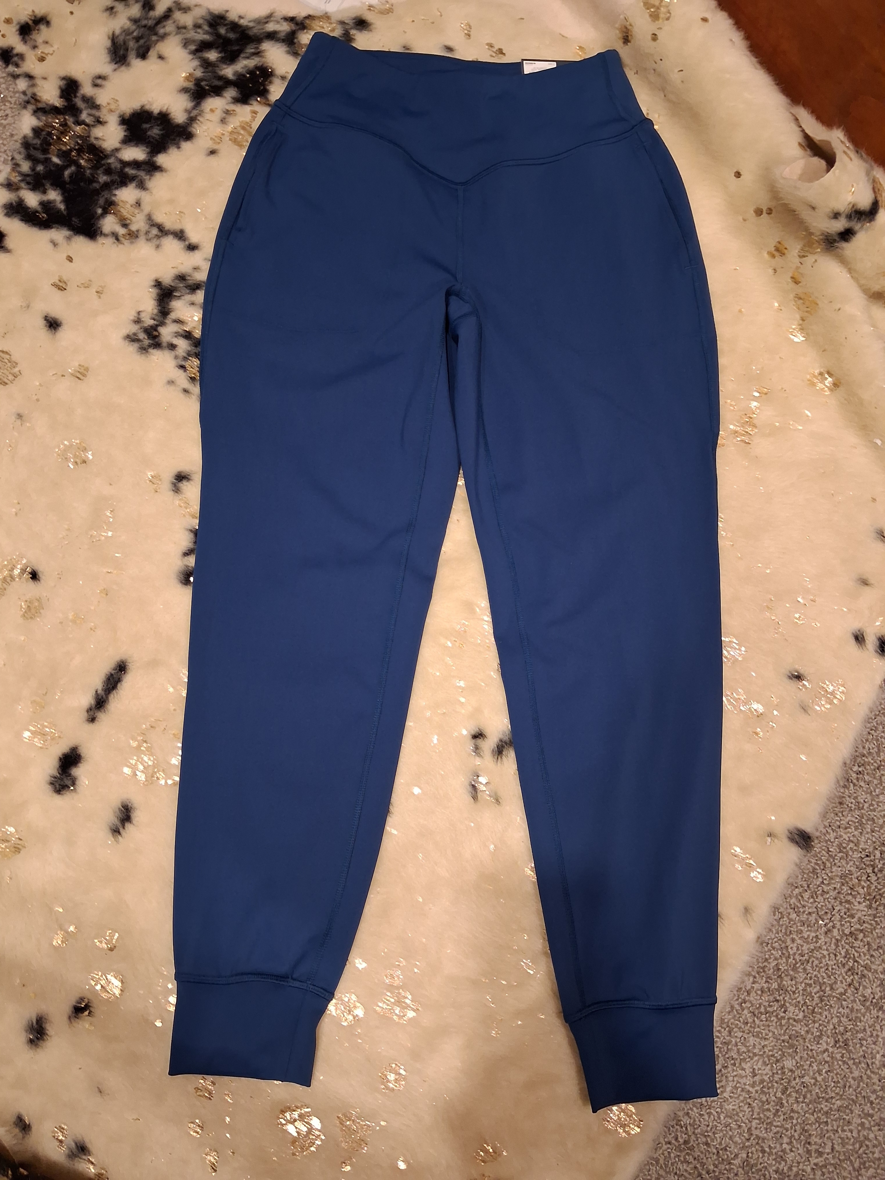 Tek Gear Navy Leggings With Yellow Logo Print